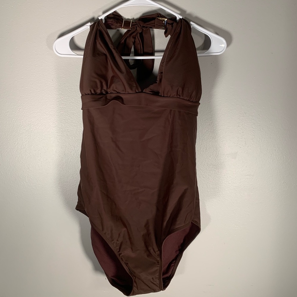 NWOT brown halter bathing suit